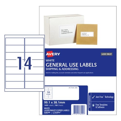 Label Avery DL14 General Use Box 100 L7163GU